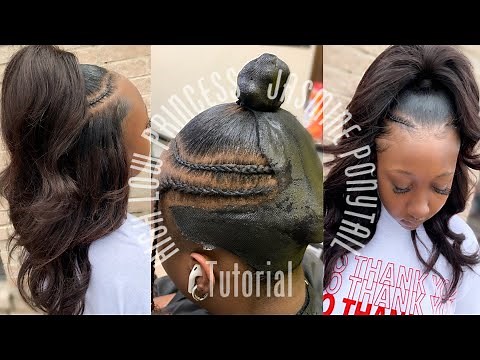 How to do a half up half down Quickweave on a protective cap tutorial |Princess 👑 Jasmine look