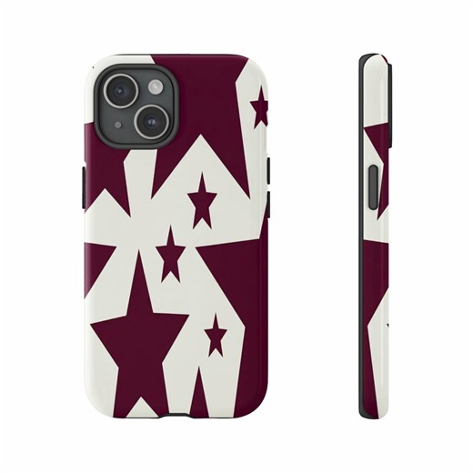 Burgundy Star Pattern Phone Case, Starry Design - Etsy