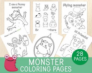 Monster Coloring Pages, Birthday Party Activity, Coloring Pages For Kids