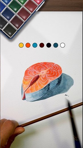 How to Paint Fish steak #easyart #painting #watercolor #tutorial #watercolortutorial