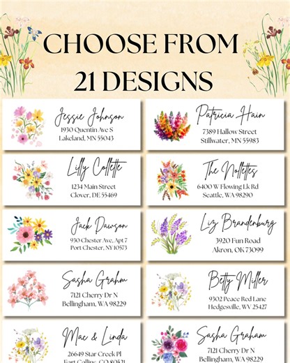 Custom Wildflower Return Address Labels: Personalized Mailing Labels Colorful Flowers Floral - Etsy Australia