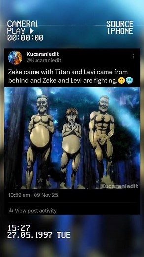 Zeke came with Titan and Levi came from behind and Zeke and Levi are fighting.🤫🥶 #titan #zeke #levi