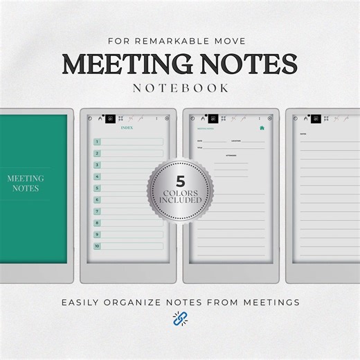 Meeting Notes Notebook for Remarkable Paper Pro Move - Digital Meeting Minutes - Etsy