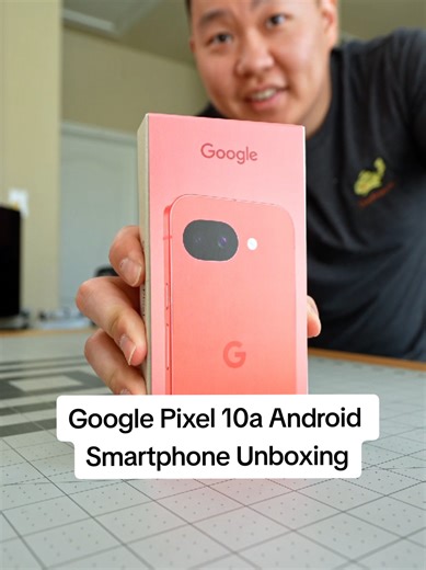 Google Pixel 10a Android Smartphone Unboxing. Here's a budget smartphone from Google. It comes in 4 different colors: lavender, fog, obsidian, and the one I have berry. The phone itself has a 6.3-inch Actua display, Smooth Display (60-120Hz), Corning Gorilla Glass 7i, up to 2000 nits (HDR), and up to 3000 nits (peak brightness). It has a dual rear camera system with a 48mp wide, 13mp ultra wide, and a 13 MP selfie camera. For memory you're getting 8gb of ram and up to 256gb of storage. It has a