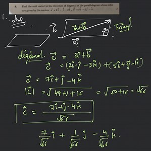 Find the unit vector in the direction of diagonal of the parall... | Filo