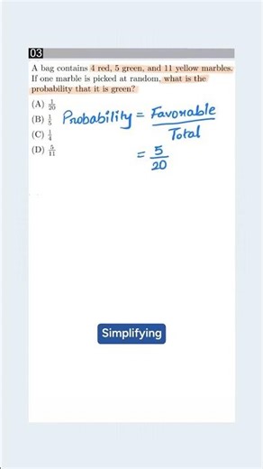 How to Find the Probability of Picking a Green Marble! #satmath #satprep #shorts