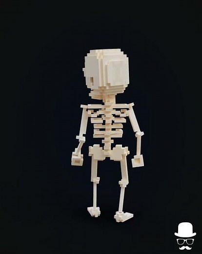 Magicavoxel - Sceleton Voxel character with Voxedit animations for Low Poly Voxel Games Like Sandbox