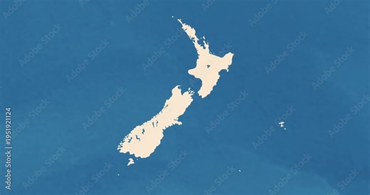 Beautiful zoom in of a new zealand map with most important cities and frontier lines