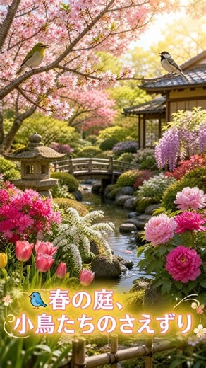 🌸春の庭、鳥のさえずり｜花咲く庭で感じる癒しの朝 #自然音 #livewallpaper #眠る #wallpaper