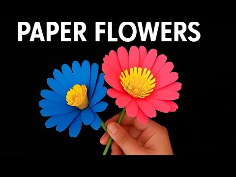 Easy Paper Flowers Making | DIY Gerbera Paper Flowers Tutorial | Simple Craft for Beginners