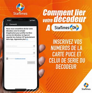 📲 Téléchargez votre application StarTimes ON pour accéder à toutes les chaines StarTimes depuis votre téléphone et Tablette Android ou iPhone en cliquant sur ce lien 👉https://app.adjust.com/b3ndnvg Bénéficiez de 5% de réduction sur tout réabonnement via l'application StartimesON StarTimes Profitez de la vie numérique | StarTimes