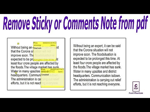 How to remove Sticky note or comments to a pdf document in Foxit PhantomPDF