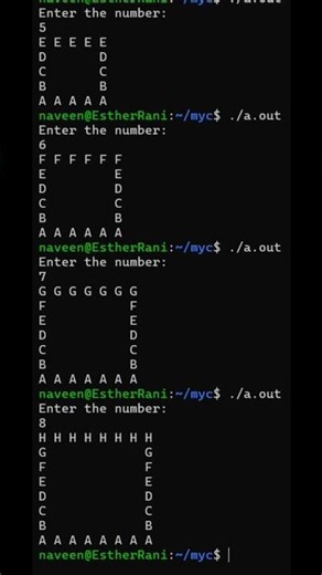 C Programming Pattern Printing | Hollow Alphabet Square Pattern in C 🔥 #Shorts