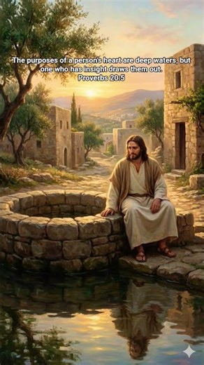 Deep Waters of the Heart | Proverbs 20:5 Bible Verse with Jesus Image
