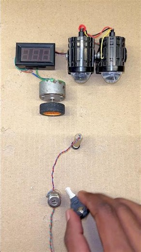 DIY Coreless Motor Electricity Experiment | Fog Lights & Voltmeter