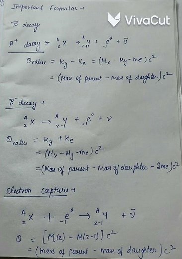 Beta decay formulas (B.Sc. Physics ,M.Sc. Physics)