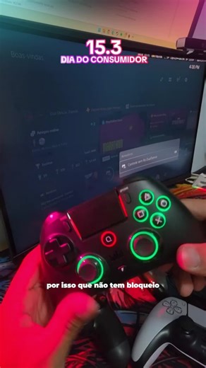 【QRD Spark N5】Controle sem fio para PS4 com LED de efeito Hall de 9 cores e 4 níveis de intensidade de vibração ajustáveis para PS4, PS3, PS2, PC, tablet, celular Android, iOS e consoles de jogos.