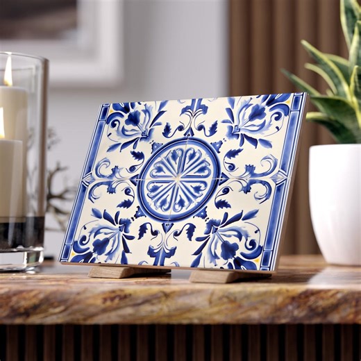 Portuguese Ceramic Tile Wall Art, Mediterranean Travel Memory Decor – Printed Tile for Kitchen Bathroom, Portugal Gift for Mother, Azulejo, - Etsy