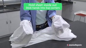 If you tend to create a crumpled mess when folding a fitted sheet, this video is for you. In a few easy steps, Consumer Reports' textile expert shows you how to fold a fitted sheet so it looks better and takes up less space wherever you store it. | Consumer Reports