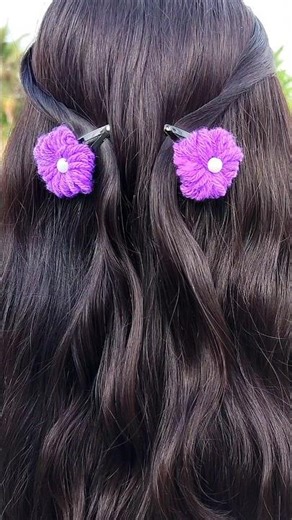 ✨Easiest Hair Clips🌷 #shorts #trending #viral #art #diy #woolencraft #woolenflower #youtubeshorts