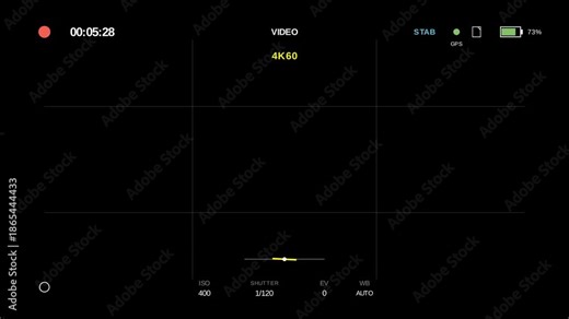 Action camera HUD overlay 4K60 recording GPS stabilization battery level indicator seamless loop adventure sports display
