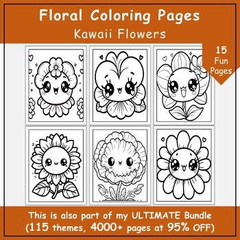 Kawaii Flowers Coloring Pages | Perfect for Relaxing & Creativity