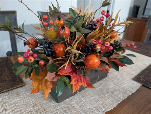 Fall Centerpiece, Arrangement for Dining Table, End Foyer, Mantle, Fall Fruit, Autumn Leaves, Thanksgiving, Pomegranate Crate 23* - Etsy