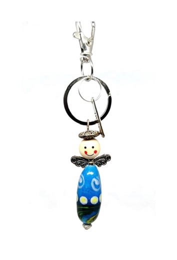 Guardian Angel Keychain – Handmade Lampwork Bead Charm, Whimsical Gift for Her, Bag Accessory - Etsy