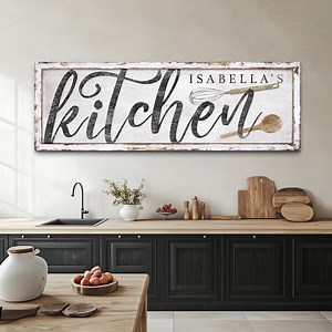 Custom Kitchen Sign, Kitchen Decor, Custom Name Sign, Personalized Gifts Dining Room Wall Decor, Modern Farmhouse, Large Canvas Wall Art - Etsy