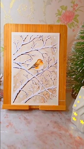 ❄️ Winter Robin Bird Gouache Painting | Airbrush Technique 🐦🎨