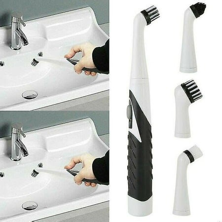 (black White) Sonic Scrubber Electric Cleaning Brush Ultrasonic Dust Cleaner With 4 Heads Set_a - Walmart.ca