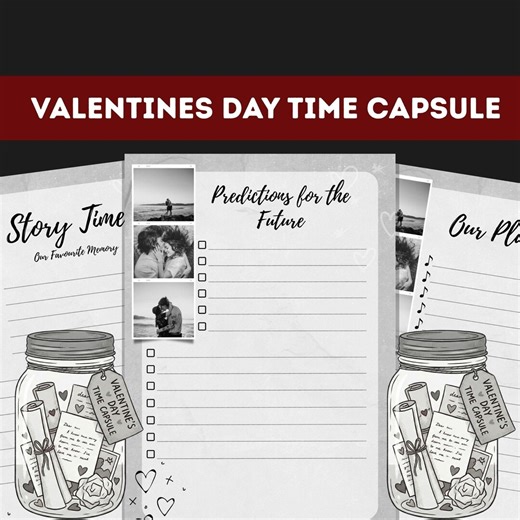 Couples Time Capsule Kit, Printable Valentine's Day Gift, Date Night Activity, Future Predictions Game for Lovers, Sentimental Gift for Her - Etsy