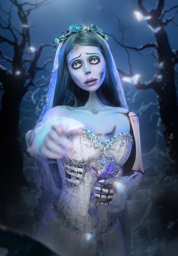 Emily's Corpse Bride Makeup Transformation