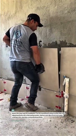 Perfect Wall Tile Leveling! #construction #tiling #DIY #shorts #builder #tiles