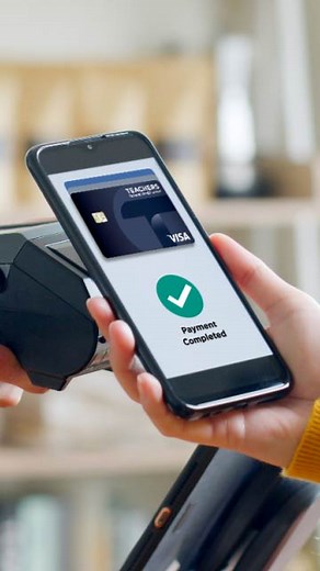 ‘Tis the season to tap and go. Add your Teachers debit or credit card to your digital wallet and enjoy fast and secure checkout. You can tap, pay, and be on your way! | Teachers Federal Credit Union