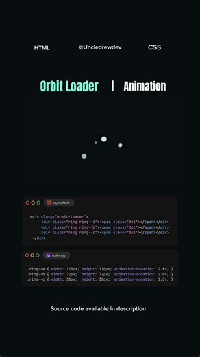 Create orbit loader animation with html and css #coding #frontendcourse #htmlandcss