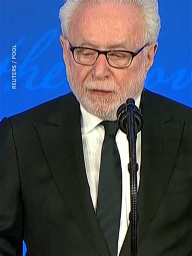 During the annual White House Correspondents' dinner the audience laughed at Present Donald Trump’s reaction when CNN's Wolf Blitzer presented an award to a Wall Street Journal team for its coverage of Trump’s ties to convicted sex offender Jeffrey Epstein. #politics #trump #epstein