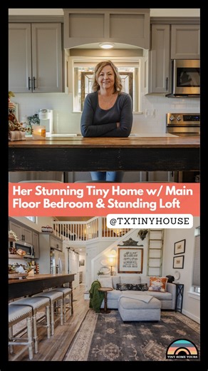 Tiny Home Tours on Instagram: "Wendy’s (@txtinyhouse ) beautiful Texas sized tiny home has all the space you could ever need. Included in this home is a main floor bedroom and a standing loft. Manufacturer: Texas Tiny Home Solutions Community: @tinyliving_watersedge 📸 || @brian_bear_butler #tinyhome #tinyliving #tinylife #offgrid #cabin #cabinlife #aframe #uniquehome #homeinspo #homedecor #tinyhometours"