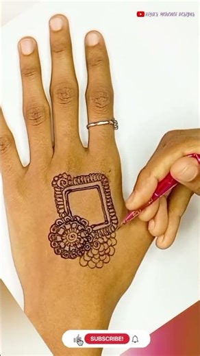 39 Second Mehndi Design ✨ Easy Back Hand Henna Short #drawing #creativetutorial #stepbystep