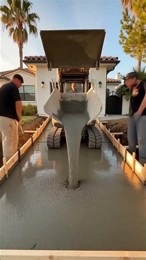 Concrete Garage Driveway Construction (AI Timelapse) #ia #construction #heavycivil