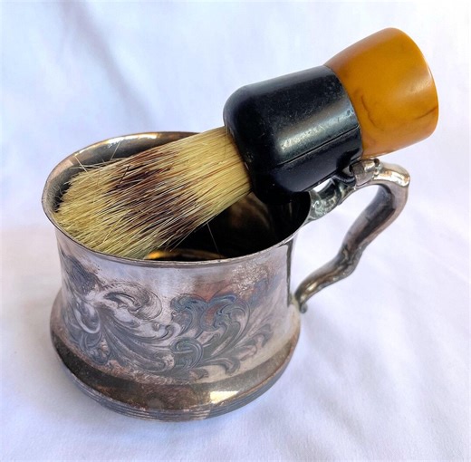 Antique Plated Shaving Mug W/brush From 1922 HOMAN MFG. #2797 Cincinnati, Ohio - Etsy