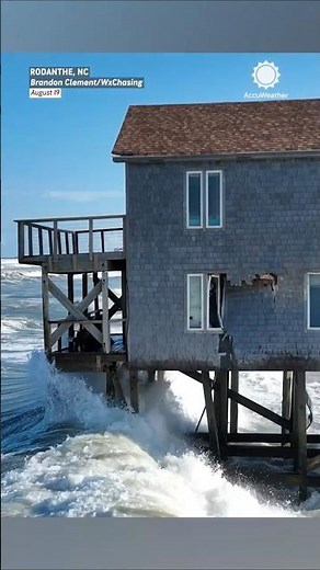 Hurricane Erin Waves Hammer Homes in Outer Banks