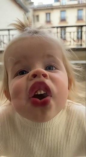When the baby encounters a glass door, and the resulting outcome. #funny #funnyvideo #funnybaby
