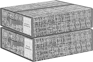 Bed Sheet Organizers and Storage 2 Pack,(Queen or King Size) Foldable Sheet Storage for Closet,Linen Closet Organizers and Storage for Bedding Sheets,Duvet Covers and Pillow cases(Dark Gray)