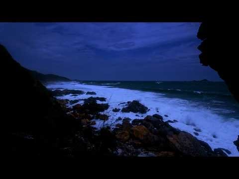 Deep Sleep Ocean Waves - Powerful Ocean Sounds on Caribbean Night Beach