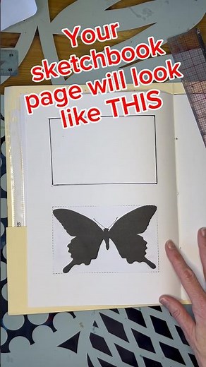 Part one of a negative shape drawing with a grid lesson