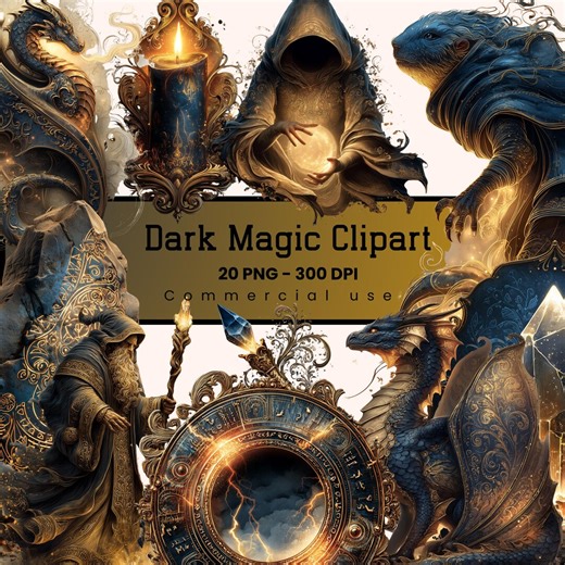 Fantasy Wizard Clipart, Magical Dragons, Dark Magic Graphics, Sorcerers, Mages, Alchemists, Commercial Use, Digital Download - Etsy