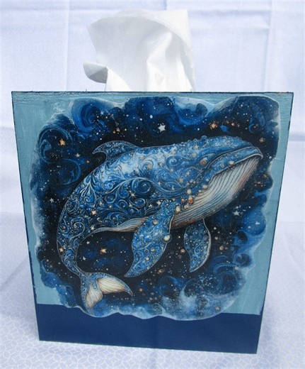 Fantasy Whale Wooden Tissue Box, Kleenex Box Cover, Ocean Design, Beach Decor - Etsy