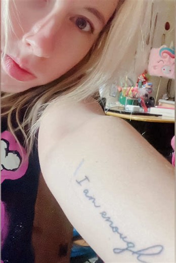A random tattoo generator gave me a tattoo idea. Two years later, when I needed it most, it appeared as a flash piece at my tattoo artist’s shop. The universe is looking out for you. You are enough ❤️ Get the tattoo 🖤 #mentalhealth #spontaneoustattoos #tattoo #iamenough #fullcircle