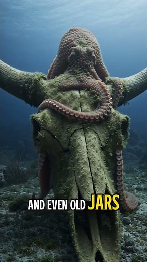 Octopuses Build Homes From Trash 🐙🗑️ OctopusHome #MarineBiology #TrashArt #OceanLife #Recycling